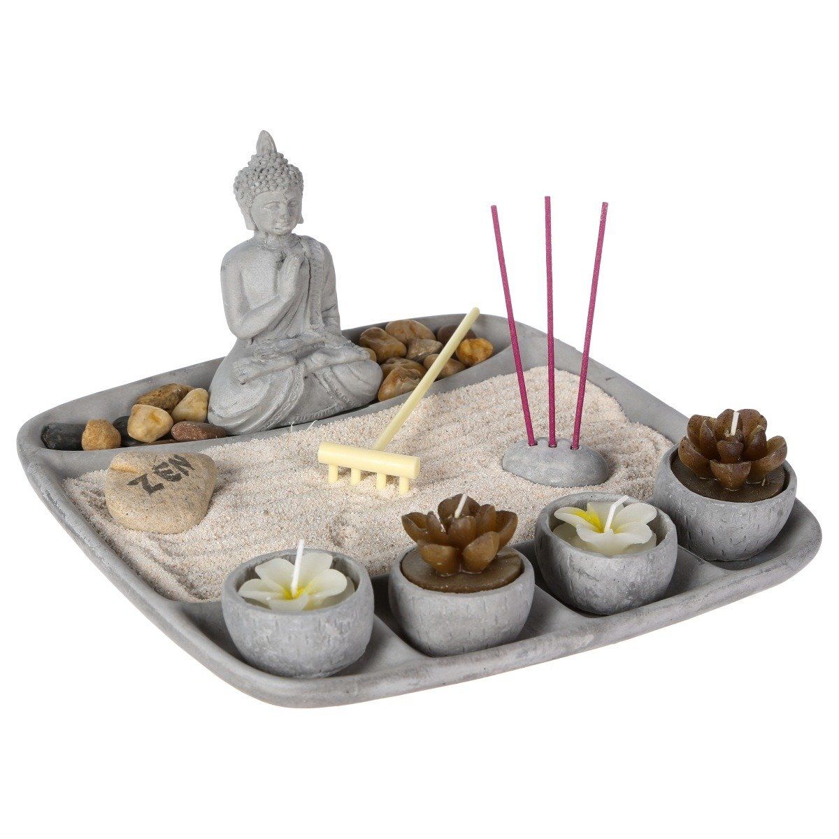 Atmosphera Sada svíček a vonných tyčinek s postavou buddhy, 24 x 23 cm, šedá. - EDAXO.CZ s.r.o.