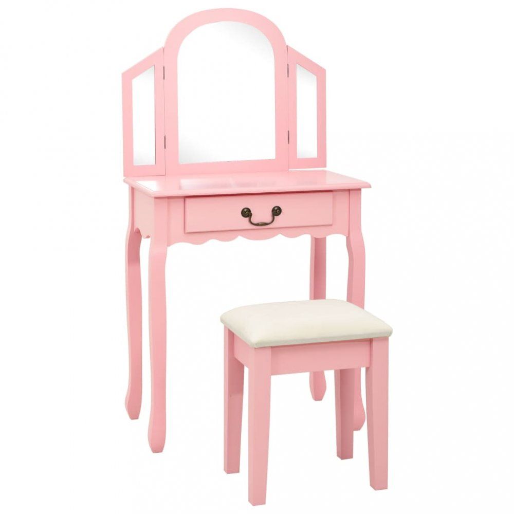 Toaletní stolek s taburetem Dekorhome Růžová - DEKORHOME.CZ