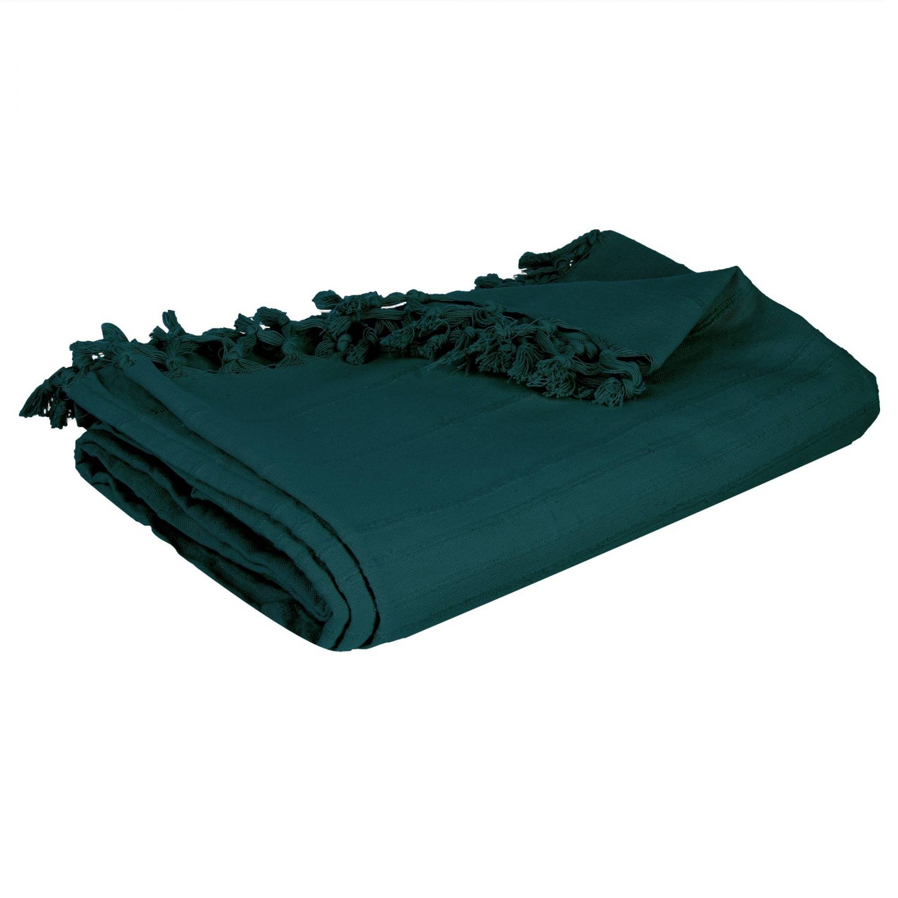Atmosphera Přehoz na postel s třásněmi PEACOCK, 160 x 220 cm, zelený - EDAXO.CZ s.r.o.