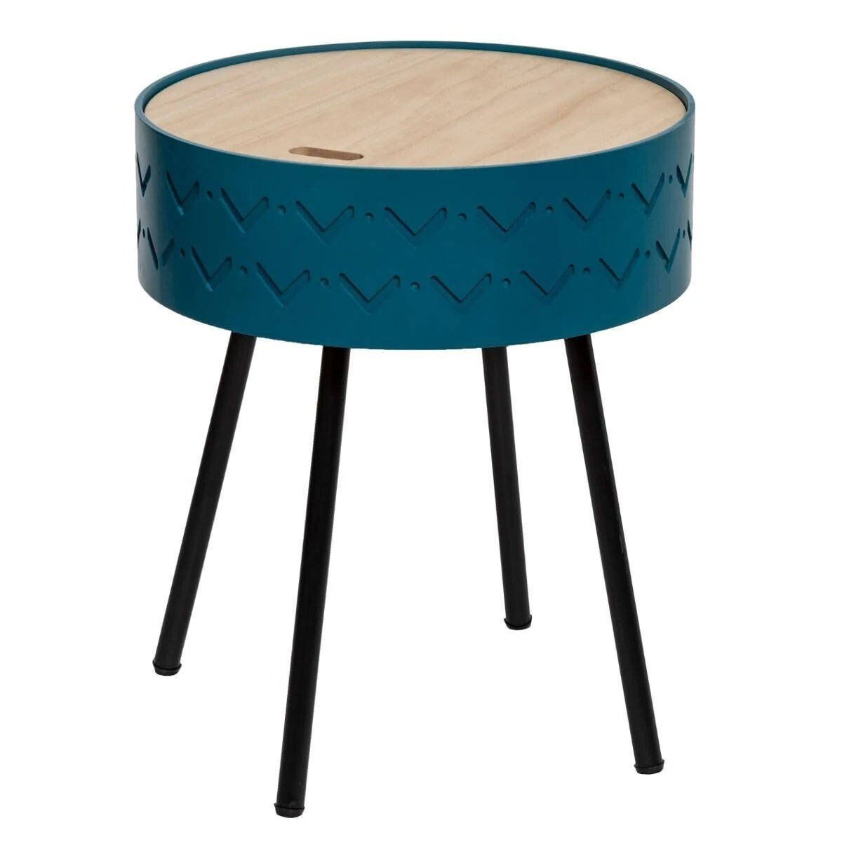 Atmosphera Konferenční stolek SHIRO s úložným prostorem, O 38,5 cm, modrý - EMAKO.CZ s.r.o.