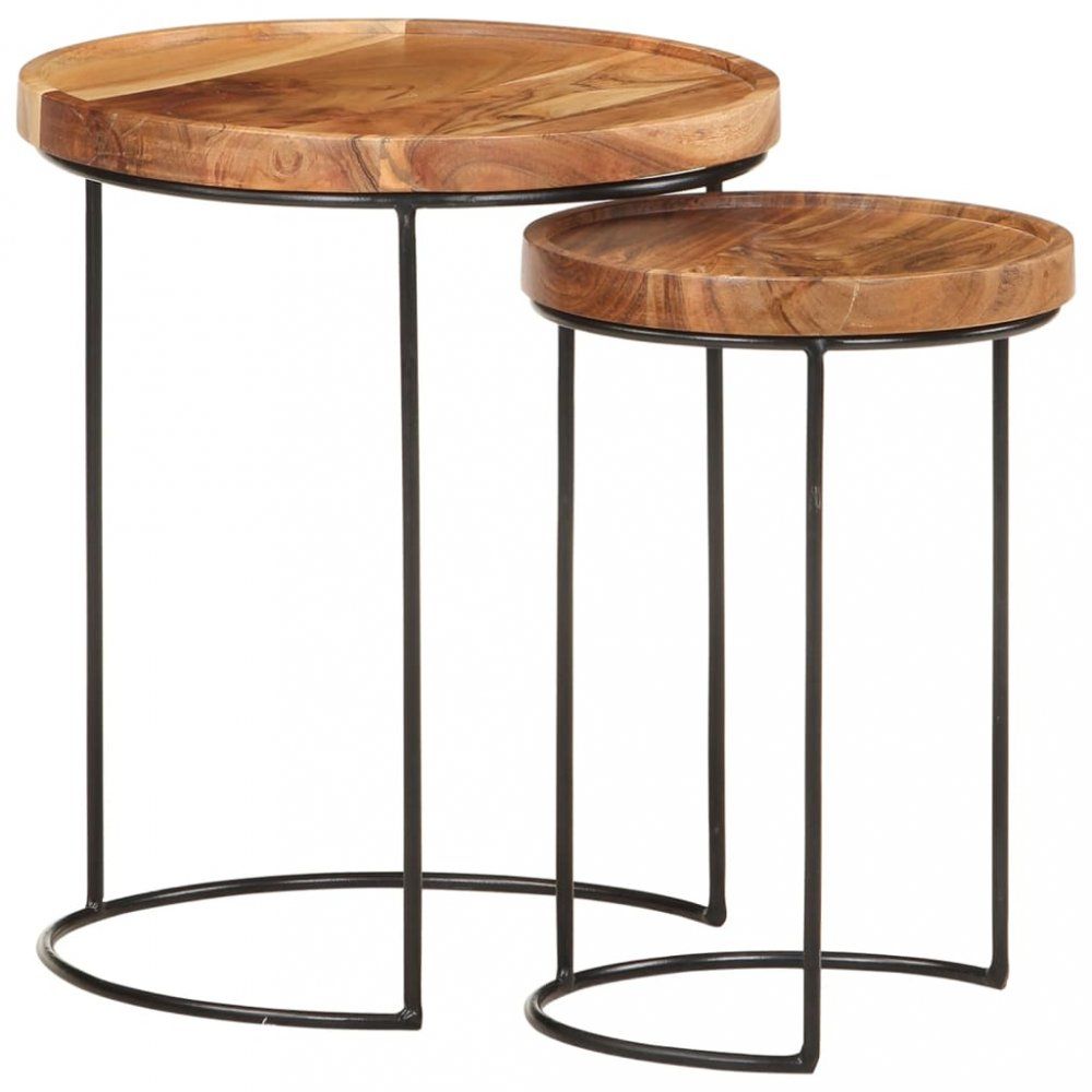 Odkládací stolek 2 ks dřevo / kov Dekorhome Akácie - DEKORHOME.CZ