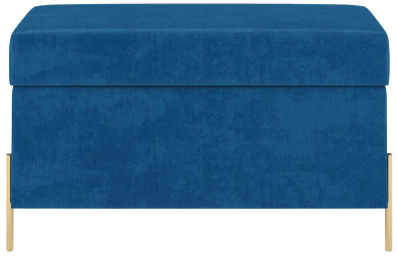 Modrá sametová lavice s úložným prostorem Skandica Borgo 80 cm - Designovynabytek.cz