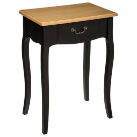Atmosphera Noční stolek se zásuvkou CHRYSA , černý s hnědou deskou