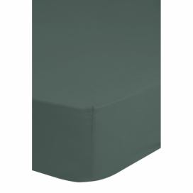 Zeleno-šedé napínací bavlněné prostěradlo 90x200 cm – Good Morning