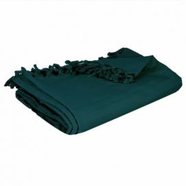 Atmosphera Přehoz na postel s třásněmi PEACOCK, 160 x 220 cm, zelený