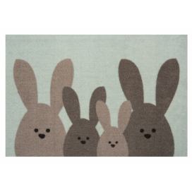 Hanse Home Protiskluzová rohožka Printy 104452 zelená/hnědá - králíčci 40x60 cm