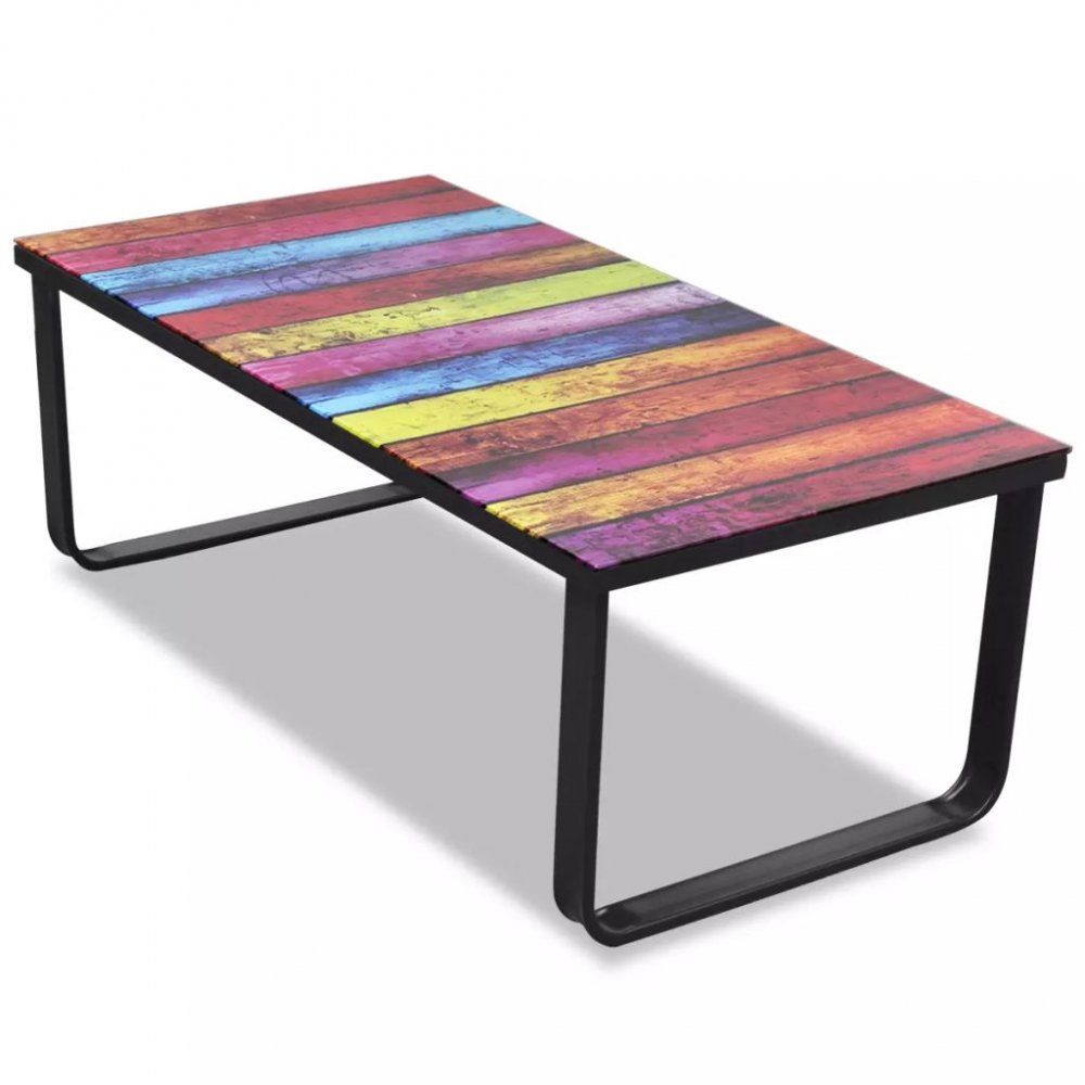Konferenční stolek s potiskem sklo / kov Dekorhome Barvy - DEKORHOME.CZ