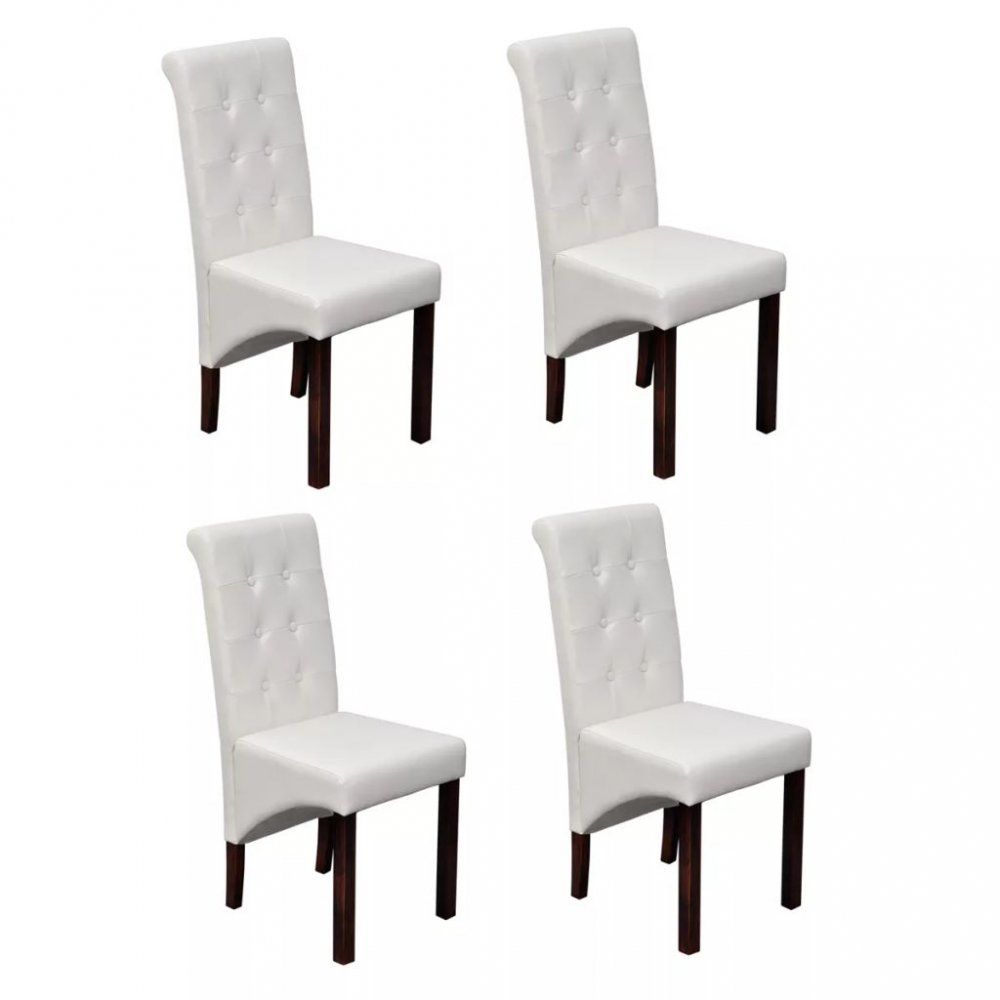 Jídelní židle 4 ks umělá kůže / dřevo Dekorhome Bílá - DEKORHOME.CZ