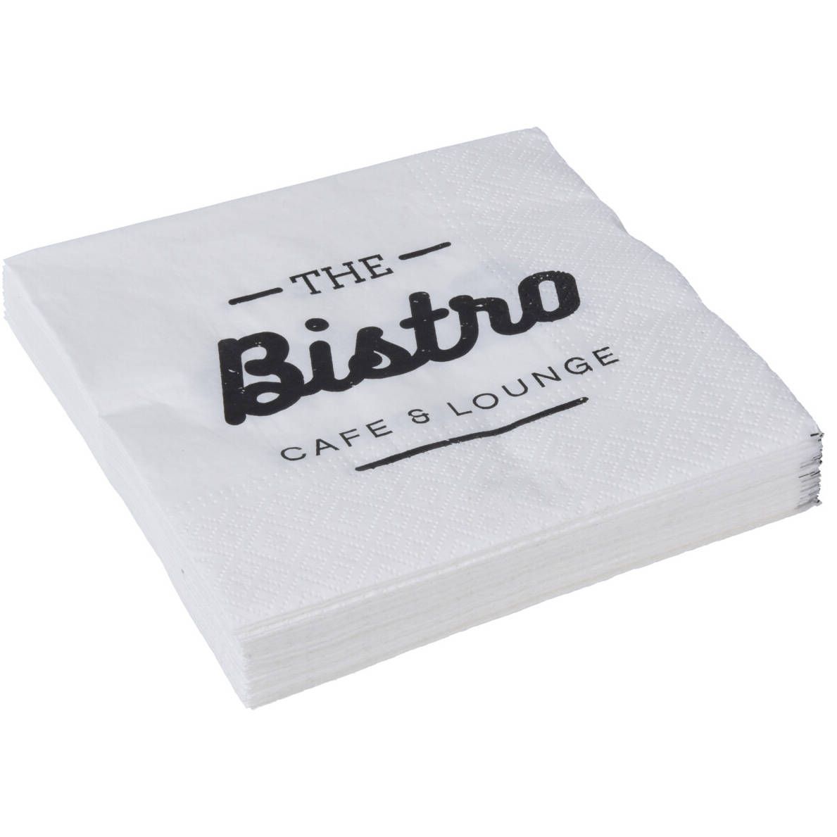 EH Excellent Houseware Papírové ubrousky BISTRO, bílé, 33 x 33 cm, 20 kusů - EDAXO.CZ s.r.o.