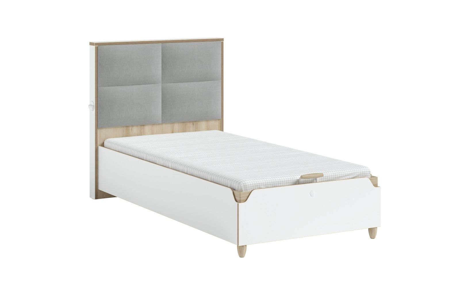 Studentská postel 100x200cm s úložným prostorem Dylan - bílá/dub světlý - Nábytek Harmonia s.r.o.