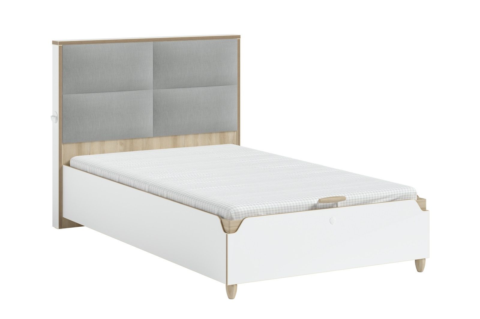 Studentská postel 120x200cm s úložným prostorem Dylan - bílá/dub světlý - Nábytek Harmonia s.r.o.