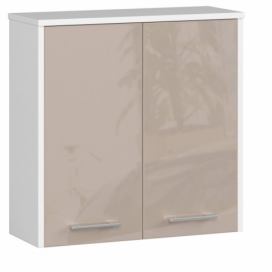 Ak furniture Závěsná koupelnová skříňka Fin 60 cm bílá/cappuccino lesk