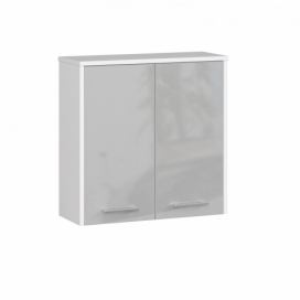 Ak furniture Závěsná koupelnová skříňka Fin 60 cm bílá/stříbrná lesk