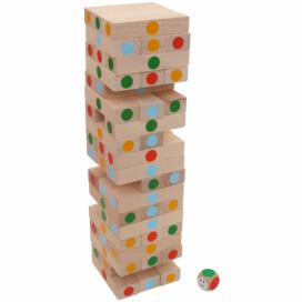 MIKTOYS Barevná rozšířená verze věže JENGA s hrací kostkou