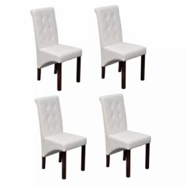 Jídelní židle 4 ks umělá kůže / dřevo Dekorhome Bílá
