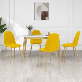 Jídelní židle 4 ks samet / kov Dekorhome Žlutá
