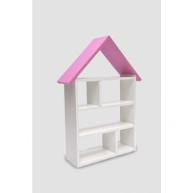 Vingo Dětská domečková knihovna - bílá s růžovou stříškou, 90 cm