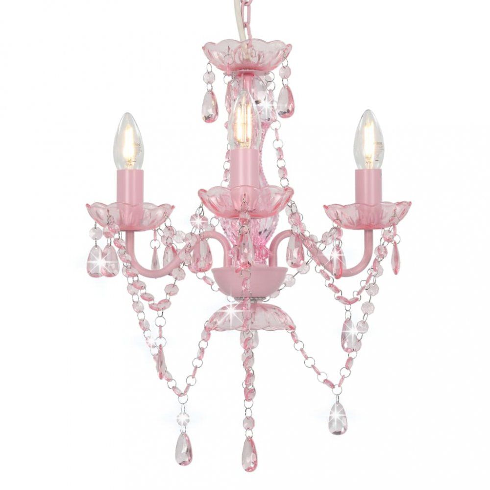 Závěsná lampa lustr 3 x E14 Dekorhome Růžová - DEKORHOME.CZ