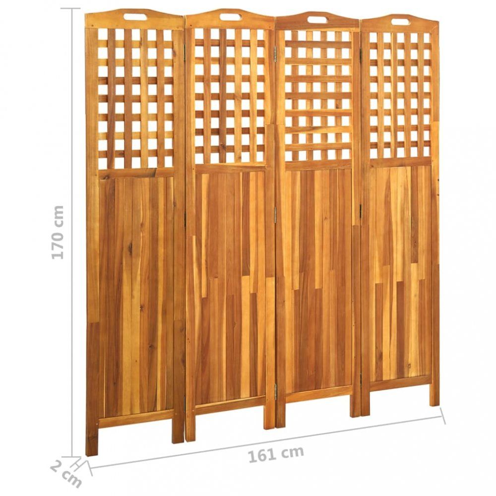 Paravan akáciové dřevo Dekorhome 161x170 cm (4-dílný) - DEKORHOME.CZ