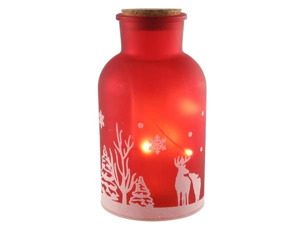 Vánoční dekorační láhev LED 20cm červená - Kitos.cz