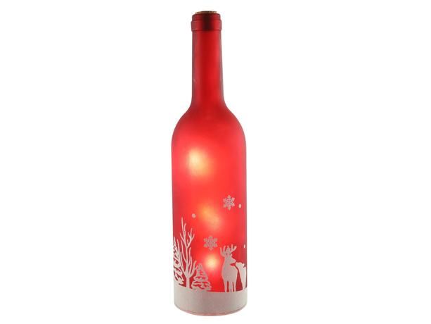 Vánoční dekorační láhev LED 29cm červená - Kitos.cz
