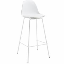 Bílá koženková barová židle LaForma Lysna 65 cm