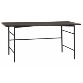 Černý jasanový pracovní stůl Hübsch Nuno 160 x 83 cm