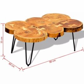 Konferenční stolek sheesham / kov Dekorhome 90x60x35 cm