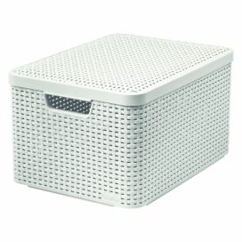 Krémový plastový úložný box s víkem 33x44,5x25 cm Style – Curver