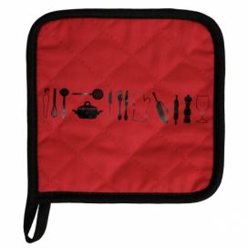 5five Simply Smart Podložka pod horké nádobí, 18 x 18 cm, bavlněná, červená a černá barva