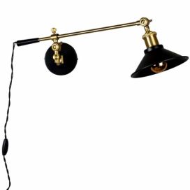Černo zlatá kovová nástěnná lampa DUTCHBONE PENELOPE