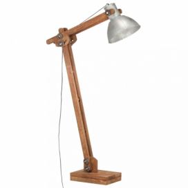 Stojací lampa mangovníkové dřevo / kov Dekorhome Stříbrná
