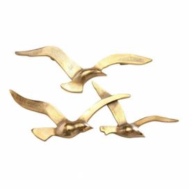 DekorStyle Nástěnná dekorace létající ptáčci zlatá