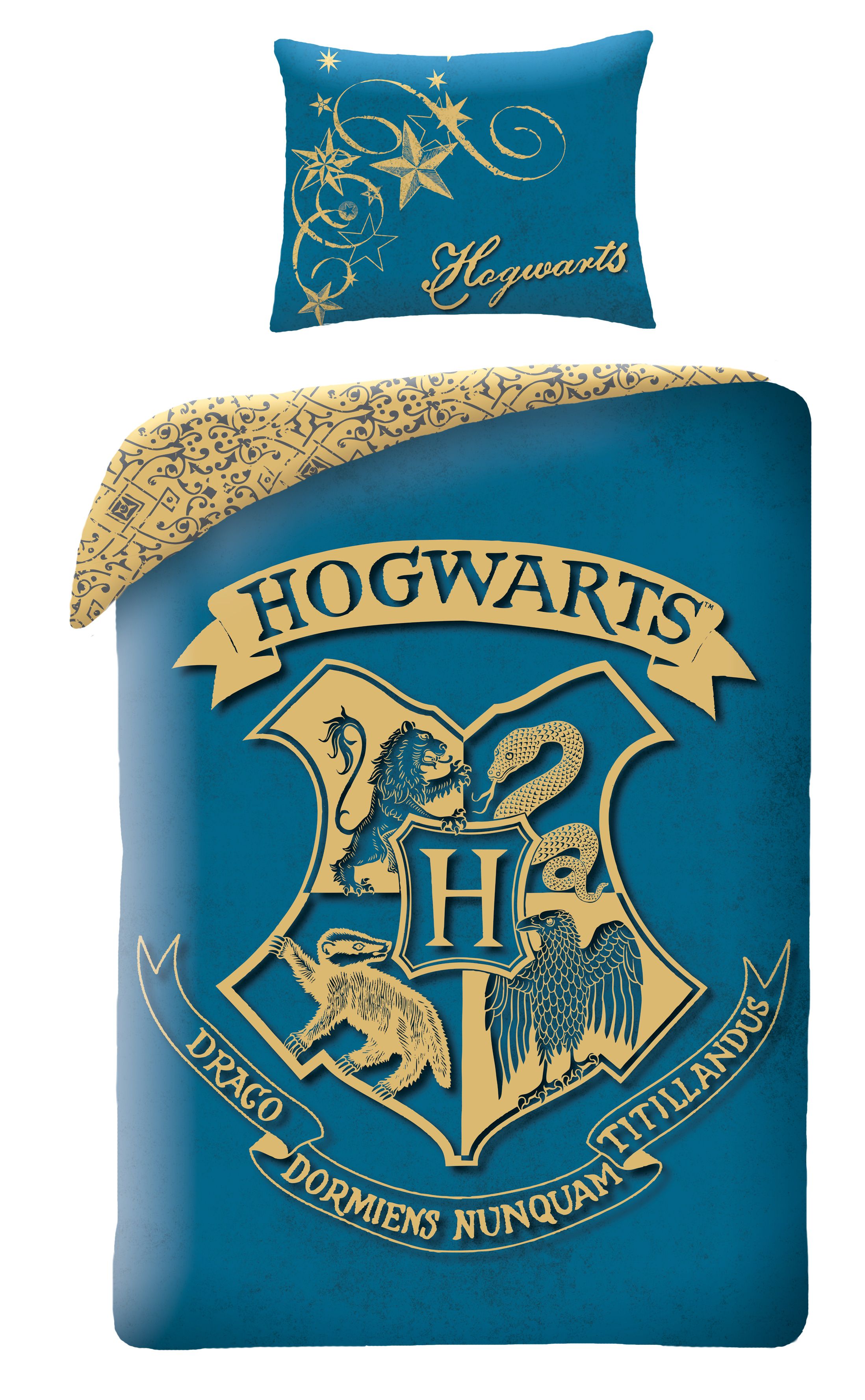 Dětské povlečení Harry Potter Hogwarts modré - Výprodej Povlečení