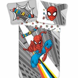 Šedé dětské bavlněné povlečení Jerry Fabrics Spiderman, 140 x 200 cm