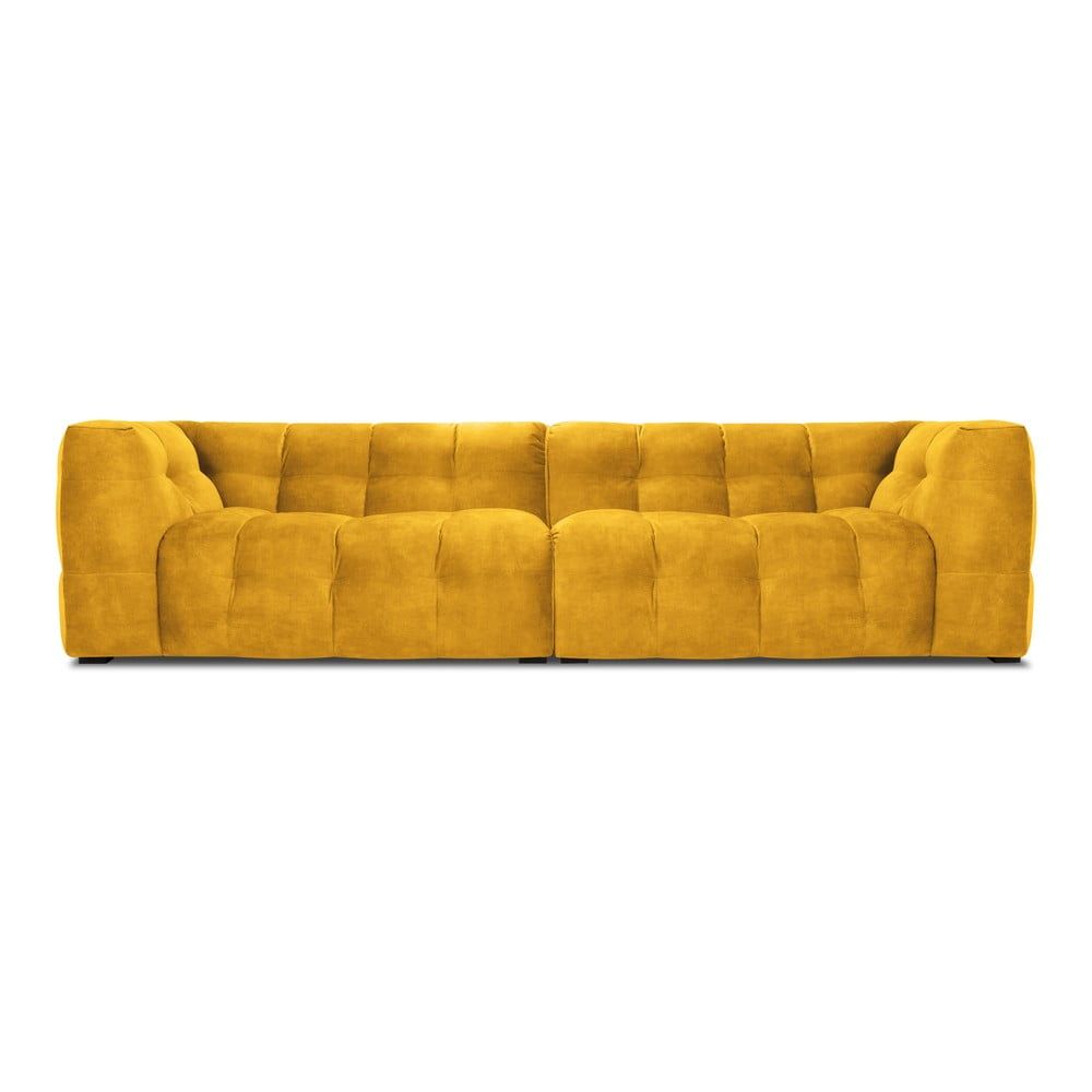 Žlutá sametová pohovka Windsor & Co Sofas Vesta, 280 cm - Bonami.cz
