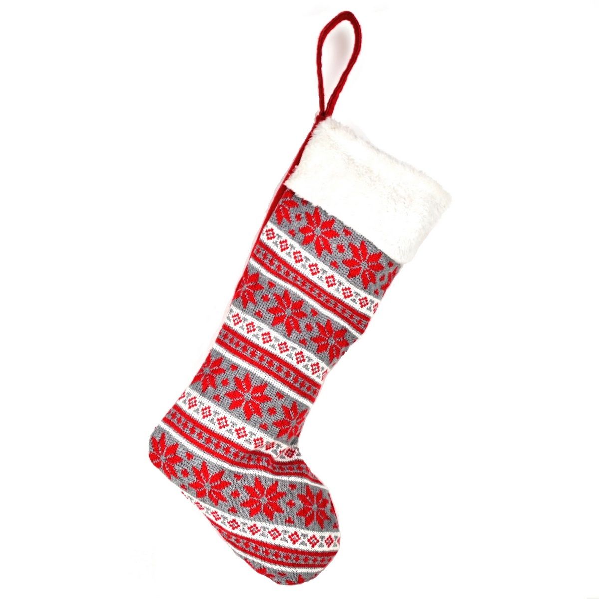 Vánoční textilní bota pletená, 45 cm, šedá - 4home.cz