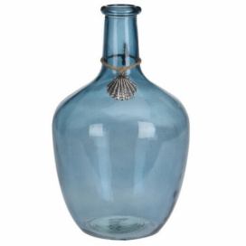 Home Styling Collection Světle modrá skleněná váza s mořskou dekorací