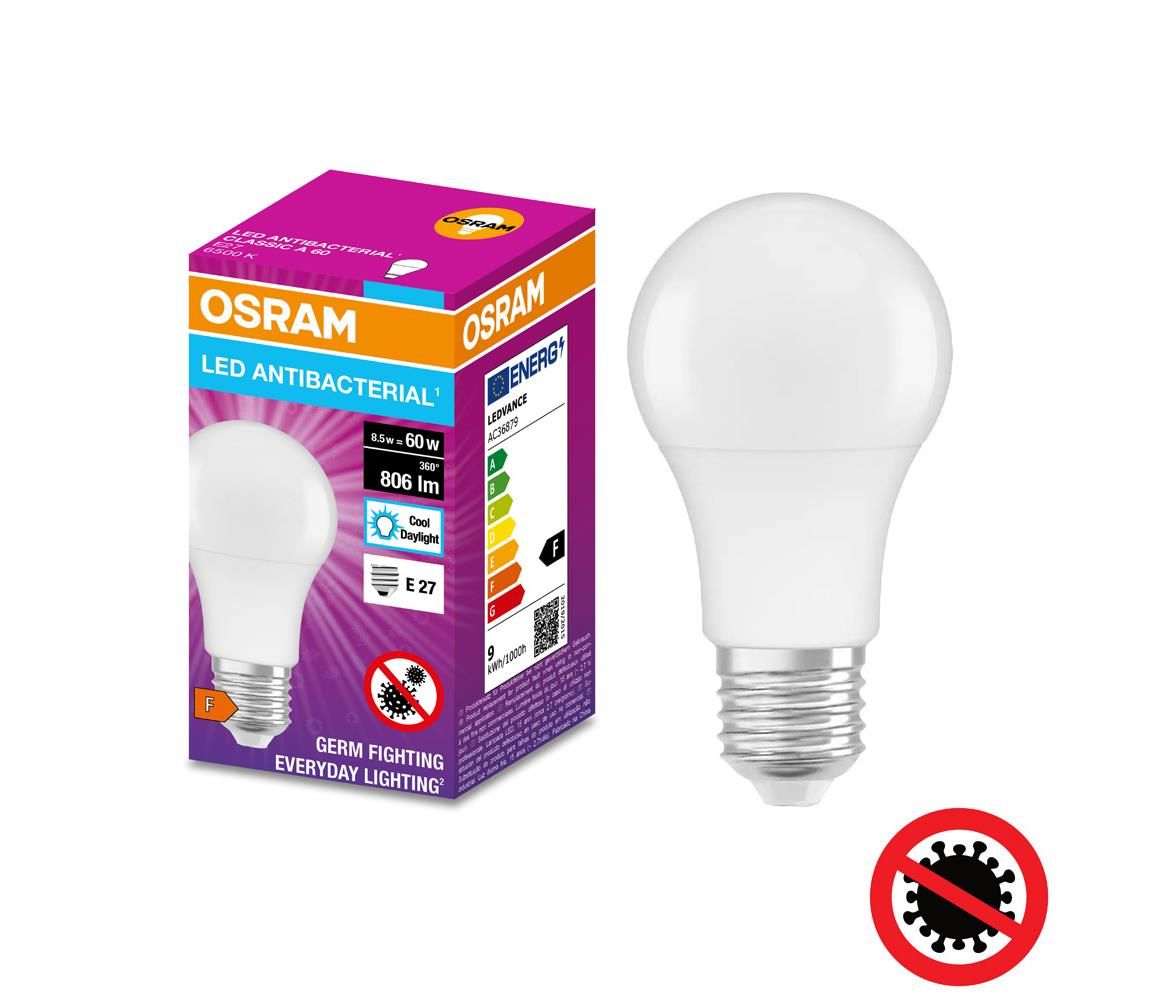 Osram LED Antibakteriální žárovka A60 E27/8,5W/230V 6500K - Osram  -  Svět-svítidel.cz