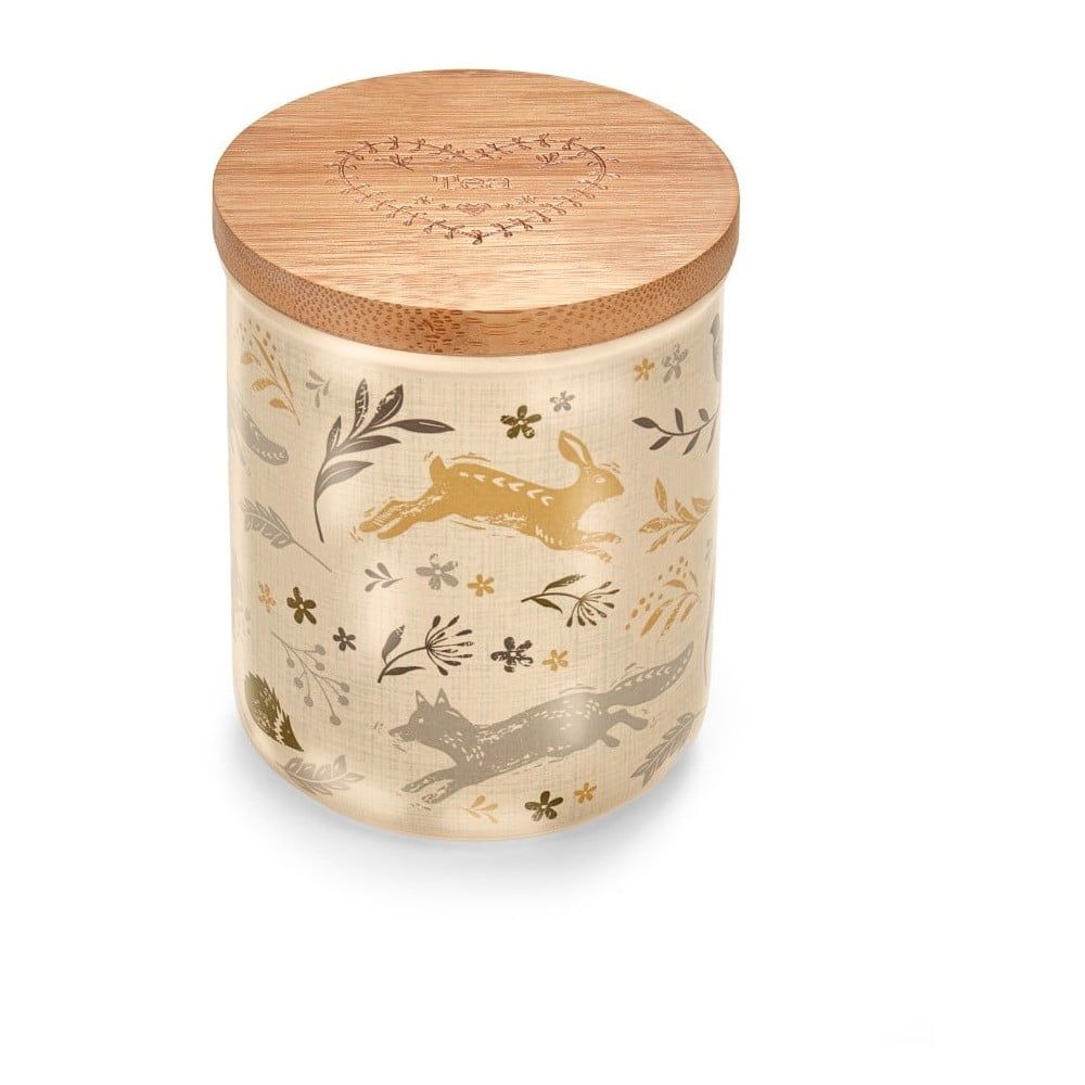 Keramická dóza na čaj s bambusovým víkem Cooksmart ® Woodland, 500 ml - Bonami.cz