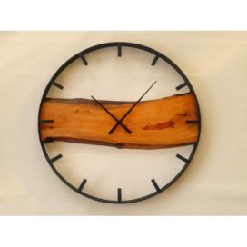 Dřevěné nástěnné hodiny KAYU 27 Hrušeň v Loft stylu Černý 70 cm