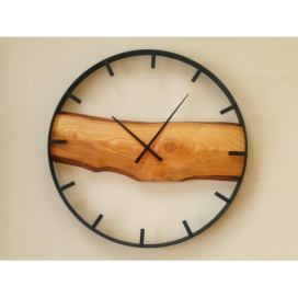 Dřevěné nástěnné hodiny KAYU 34 jasan v Loft stylu Černý 70 cm