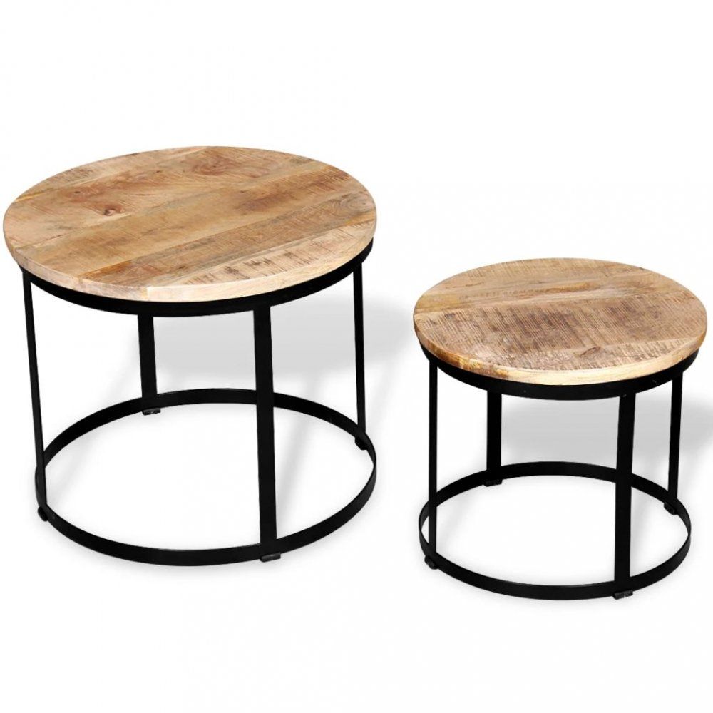 Konferenční stolek 2 ks dřevo / kov Dekorhome Mangovníkové dřevo - DEKORHOME.CZ