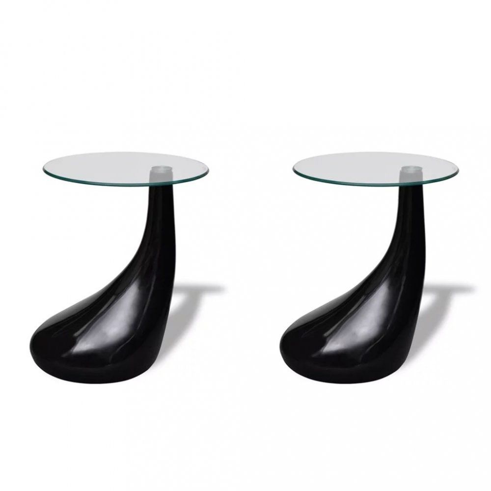 Konferenční stolek 2 ks sklolaminát / sklo Dekorhome Černá lesk - DEKORHOME.CZ