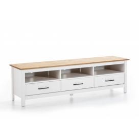 Marckeric Televizní stolek Onyx z borovicového dřeva, bílá/přírodní, 47 cm