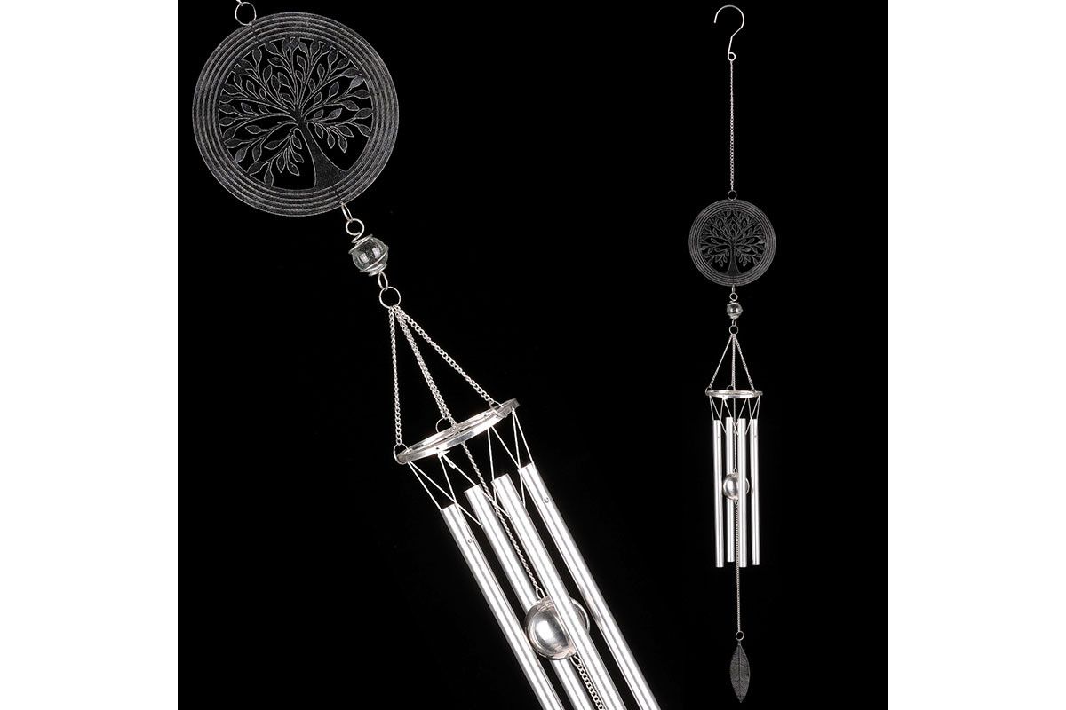 Autronic Zvonkohra - strom života, kovová dekorace stříbrná ZK6608 - ATAN Nábytek