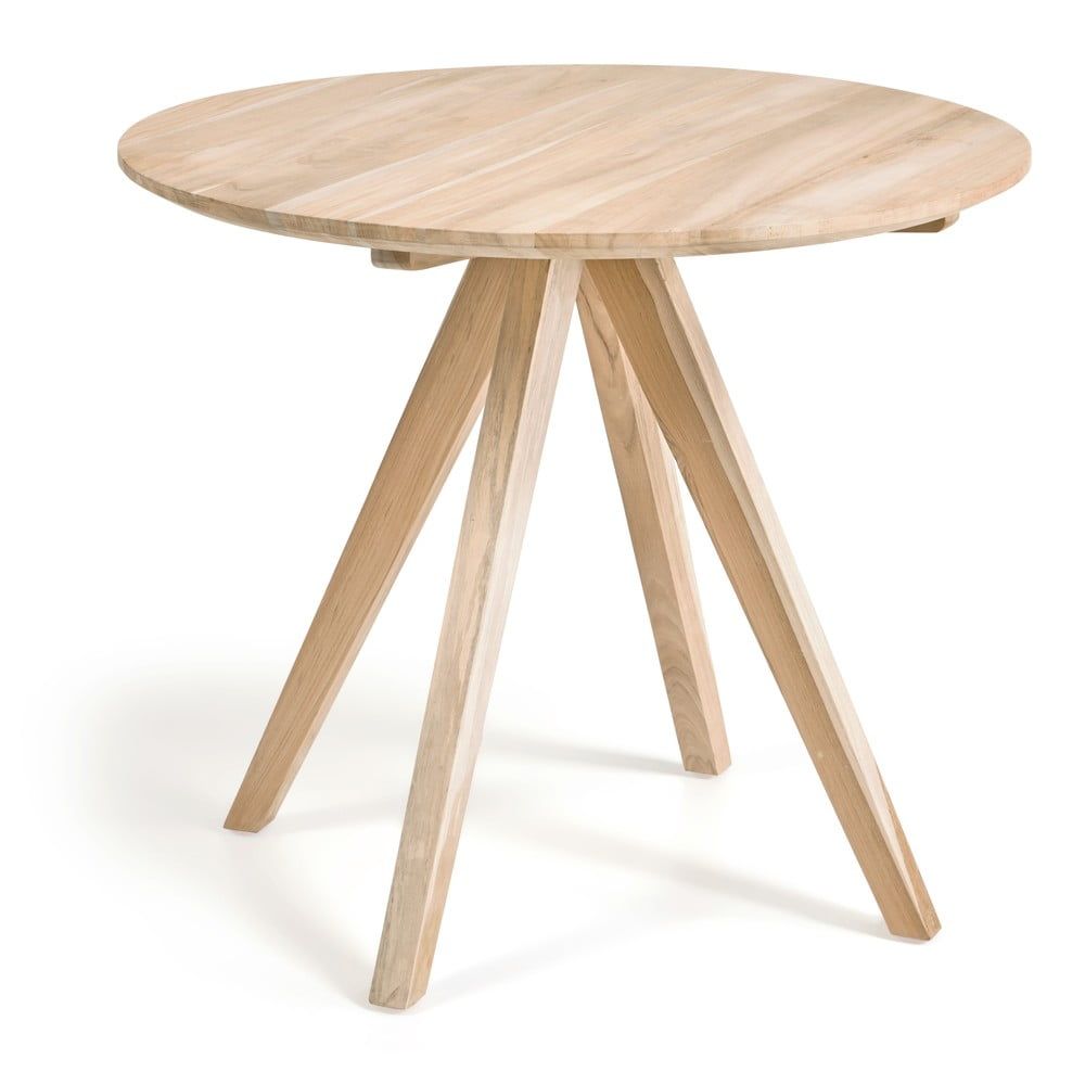 Jídelní stůl z teakového dřeva Kave Home Maial, ø 90 cm - Bonami.cz