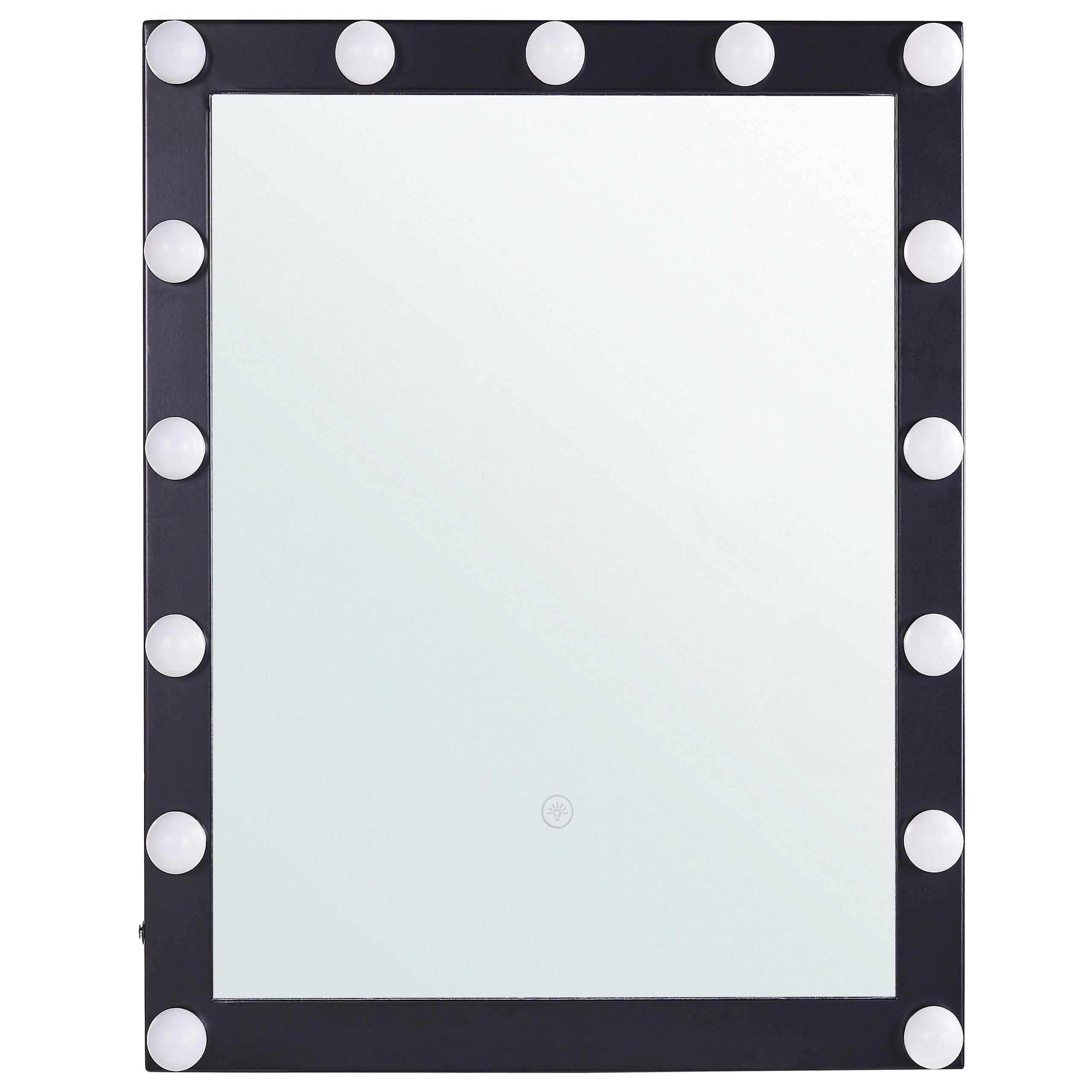 Nástěnné LED zrcadlo kovové 50 x 60 cm černé ODENAS - Beliani.cz