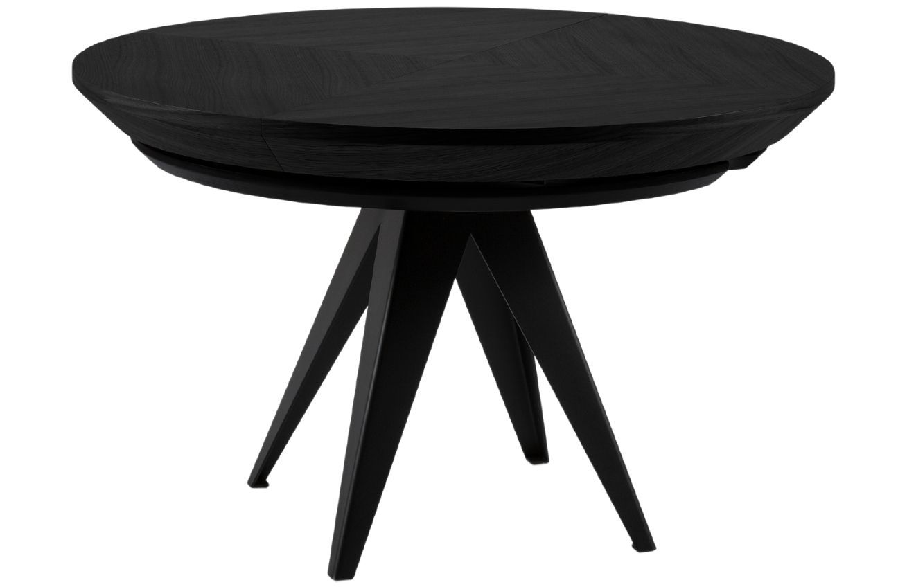 Černý  dubový rozkládací jídelní stůl Windsor & Co Magnus 130 x 130-230 cm - Designovynabytek.cz