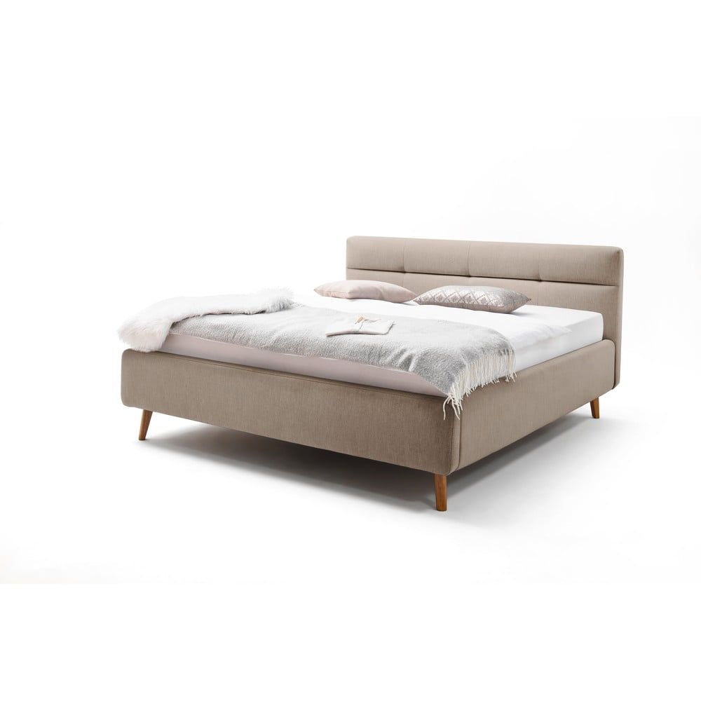 Béžová čalouněná dvoulůžková postel s úložným prostorem s roštem 160x200 cm Lotte – Meise Möbel - Bonami.cz